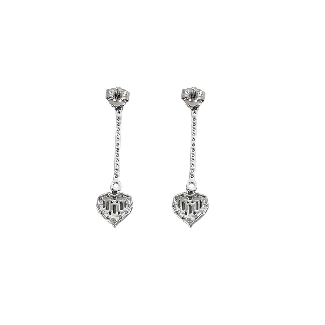 Silver Cubic Zirconia Heart Drop Earrings