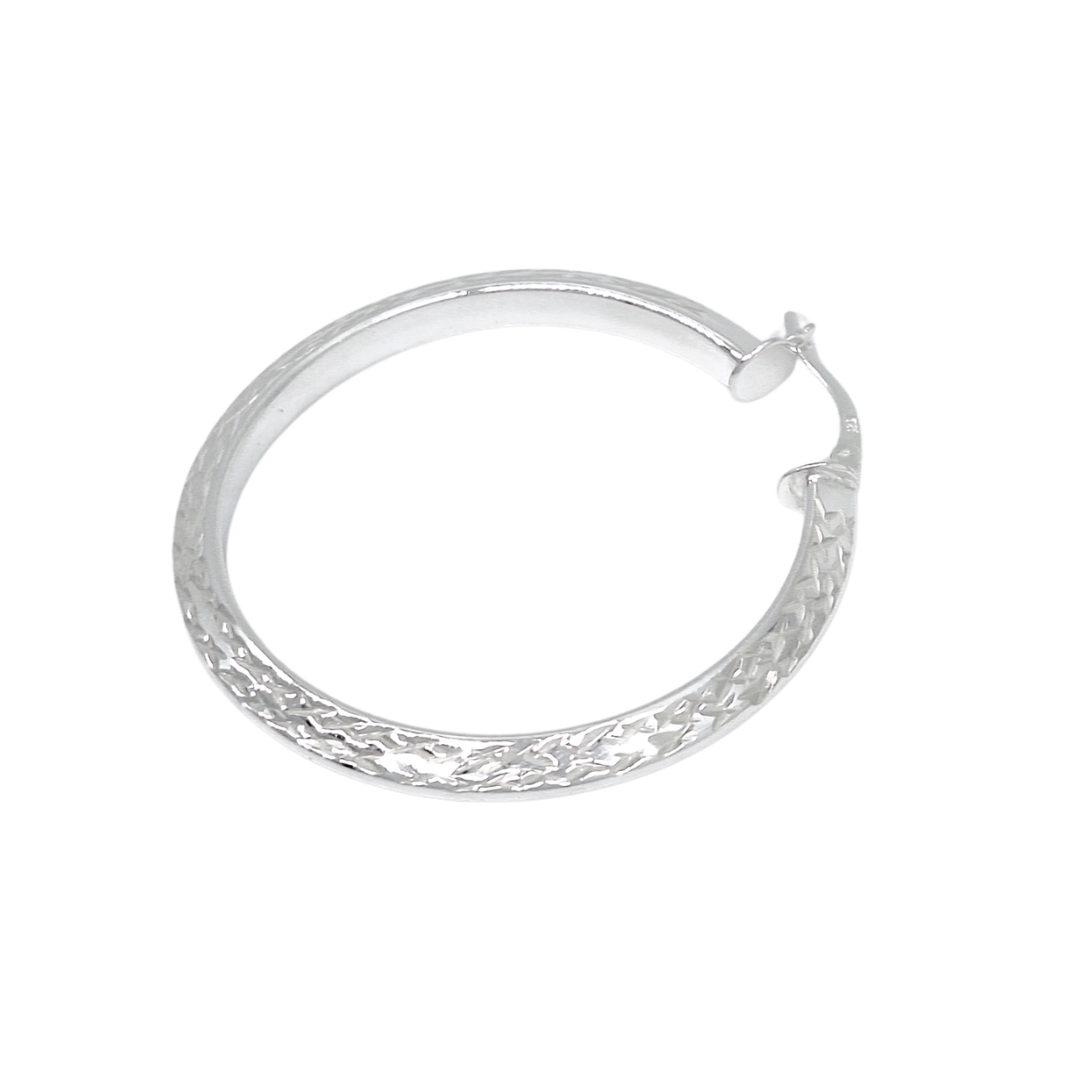 Silver Pattern Hoop Earrings