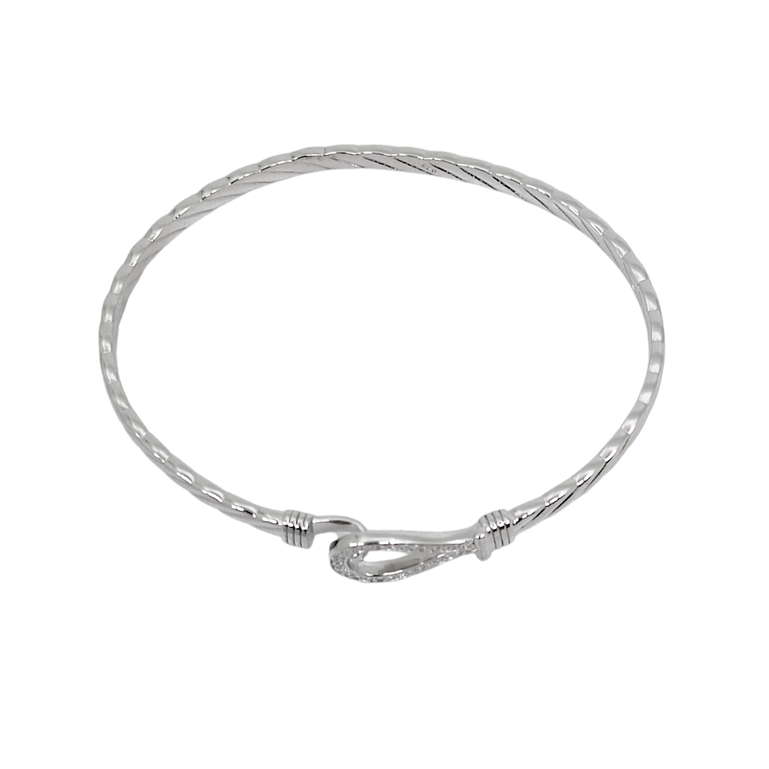Silver Cubic Zirconia Hook Bangle