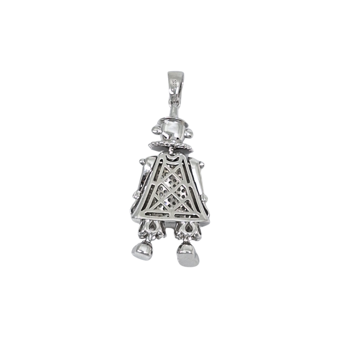 Silver Cubic Zirconia Clown Pendant