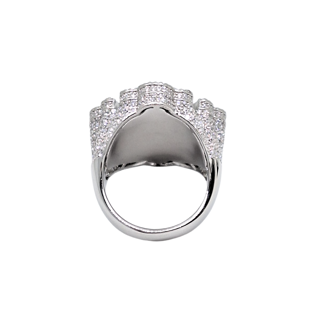 Silver Large CZ Cross Ring