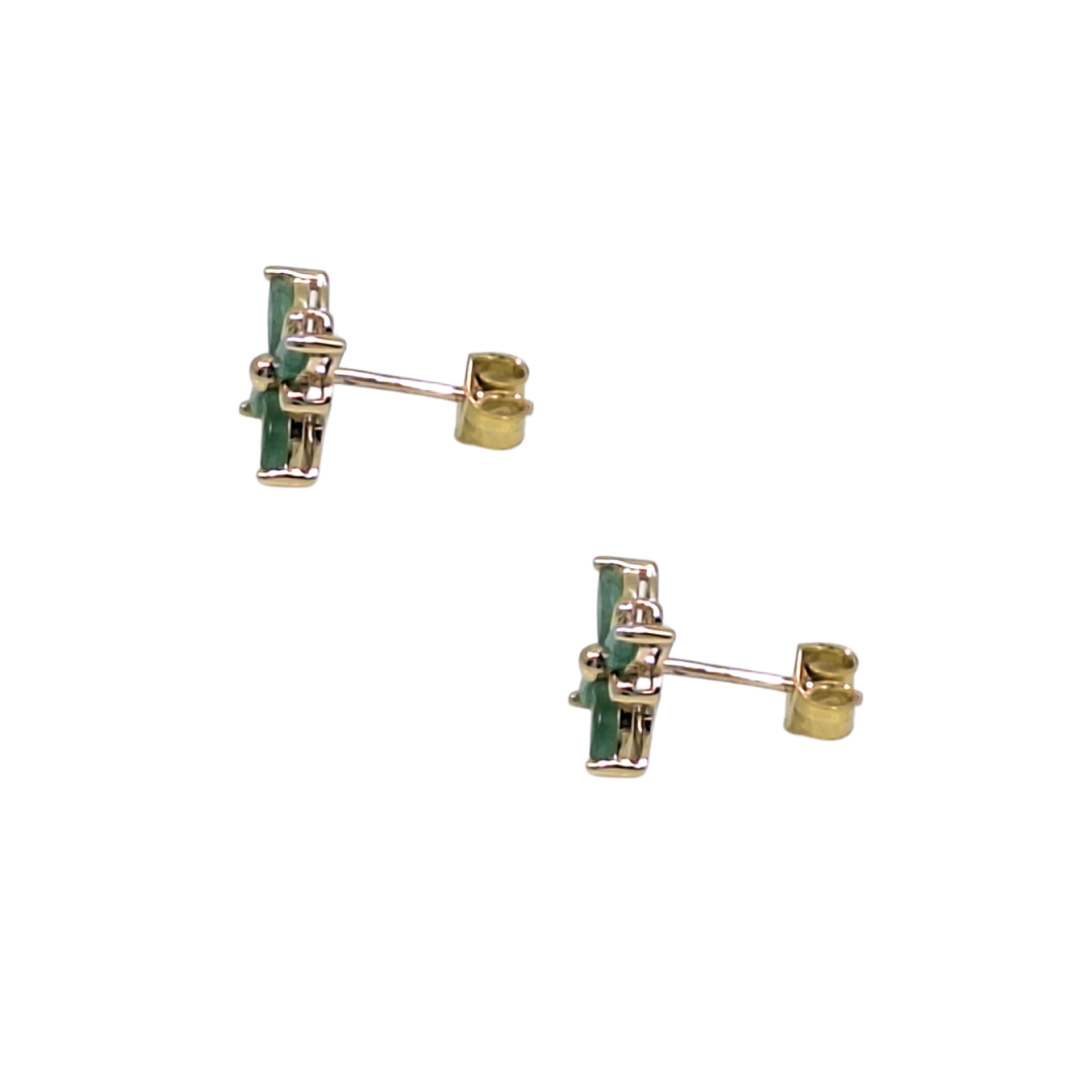 9ct Yellow Gold Emerald Stud Earrings