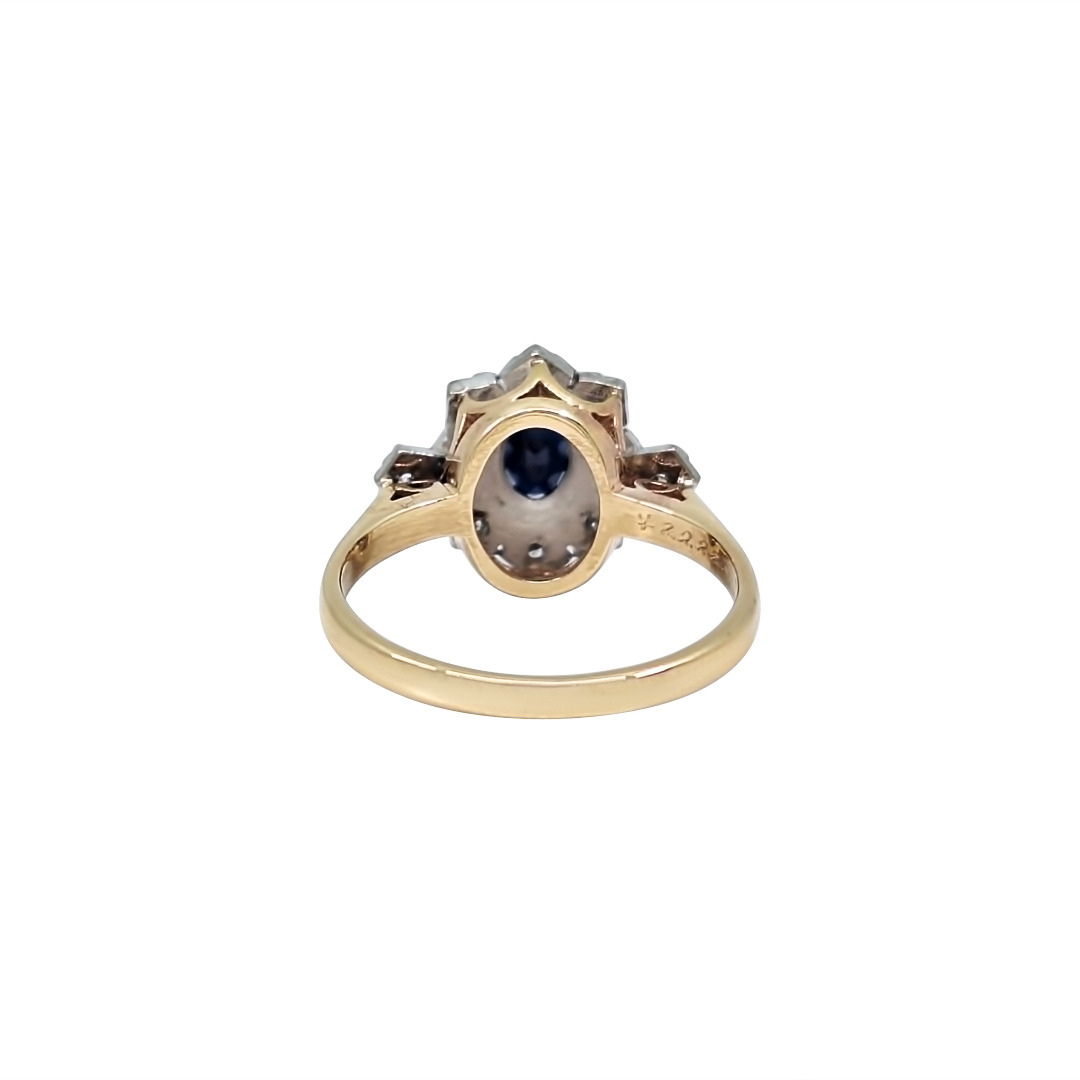 9ct Yellow Gold Sapphire & Diamond Cluster Ring