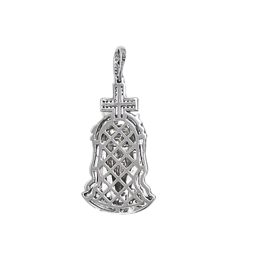 Silver Cubic Zirconia Jesus Head Pendant