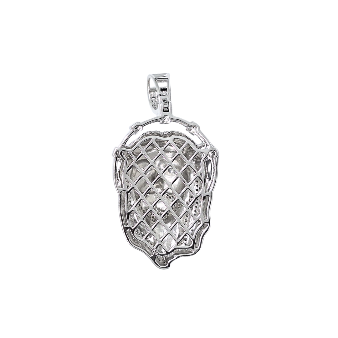 Silver Cubic Zirconia Jesus Head Pendant