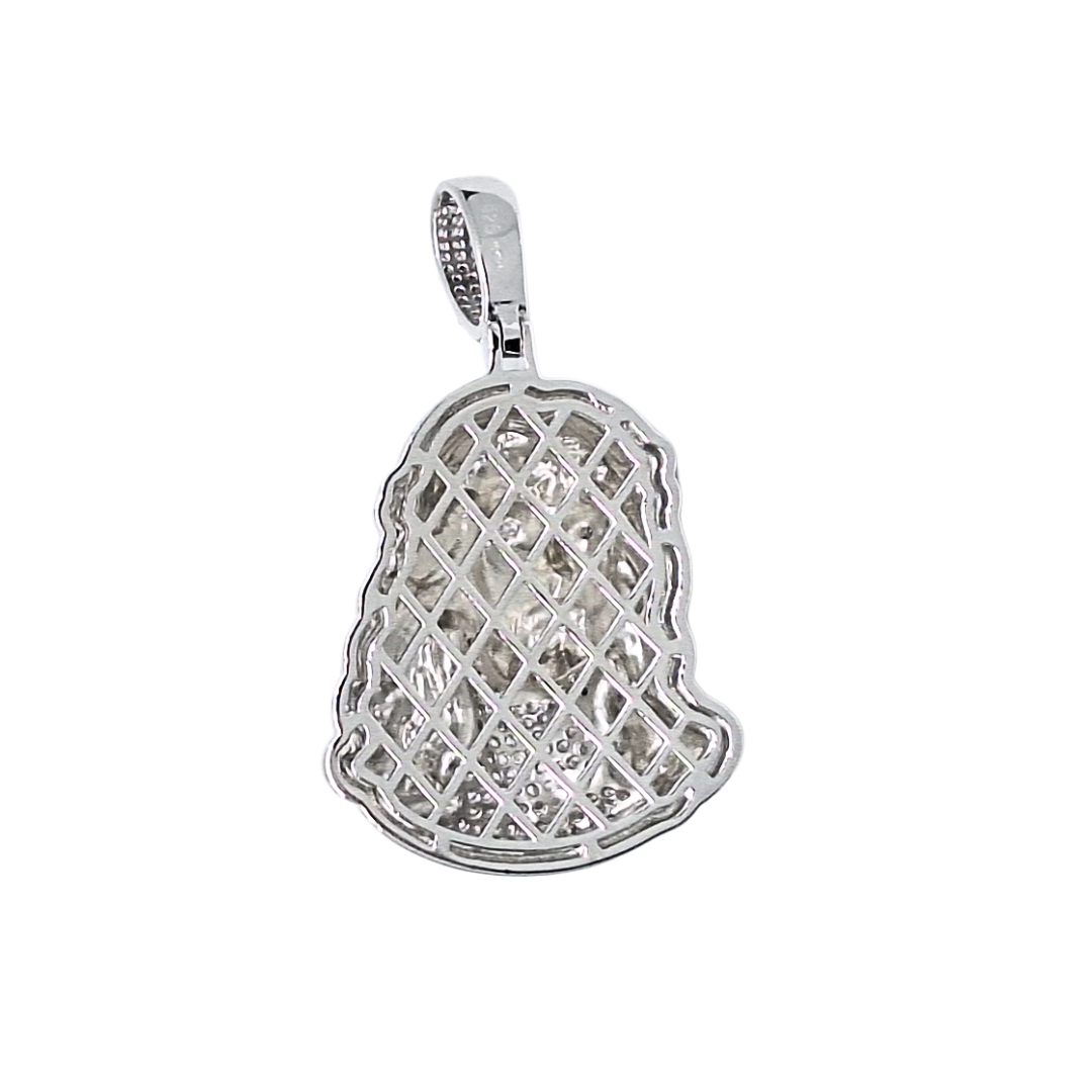 Silver Cubic Zirconia Jesus Head Pendant