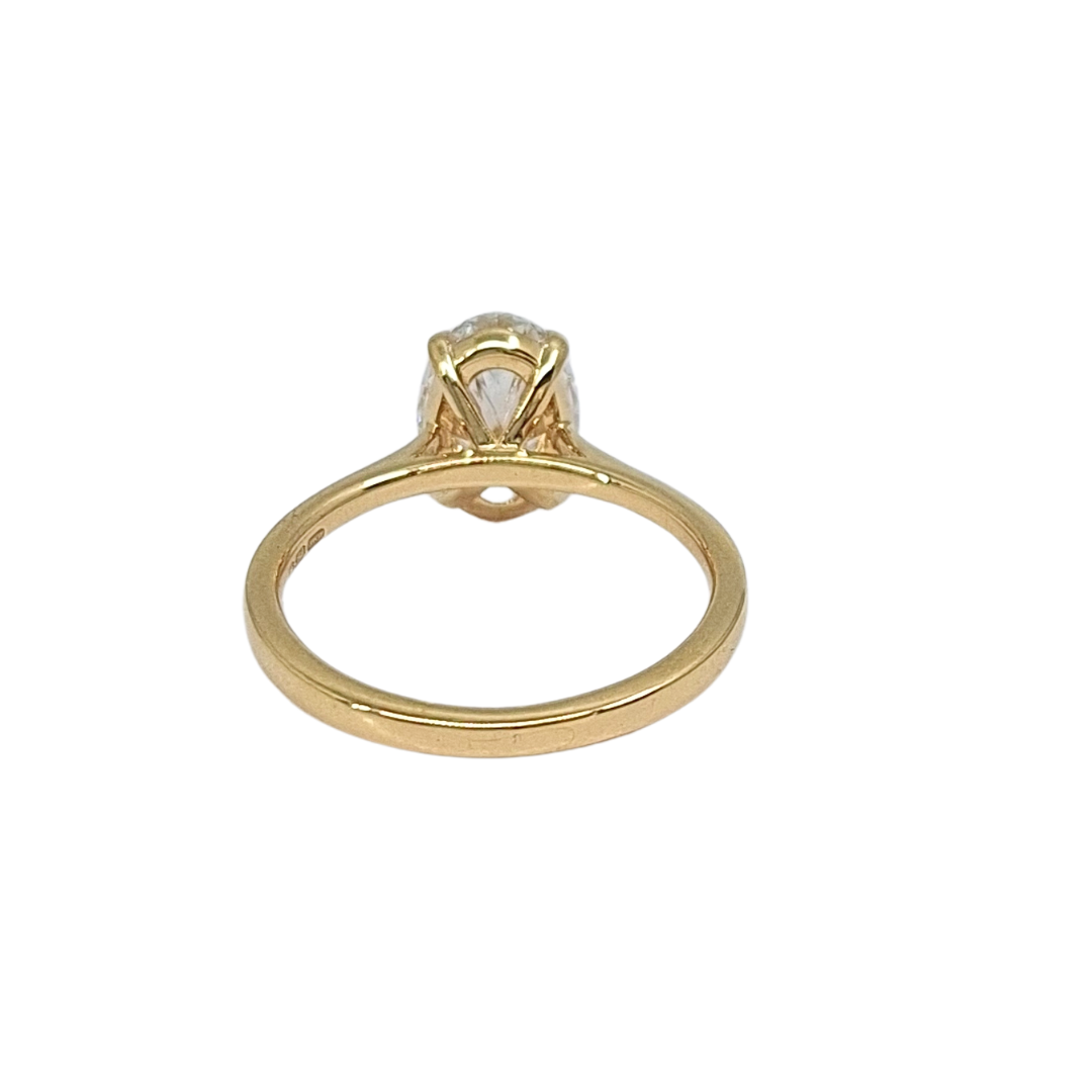 18ct Yellow Gold Lab Grown Oval Diamond Solitaire Ring 2ct