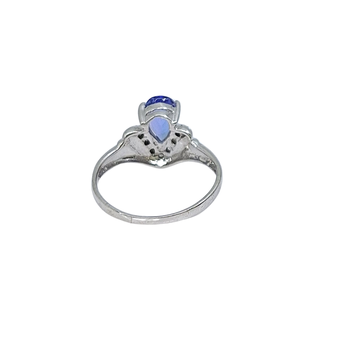 9ct White Gold Tanzanite & Diamond Ring