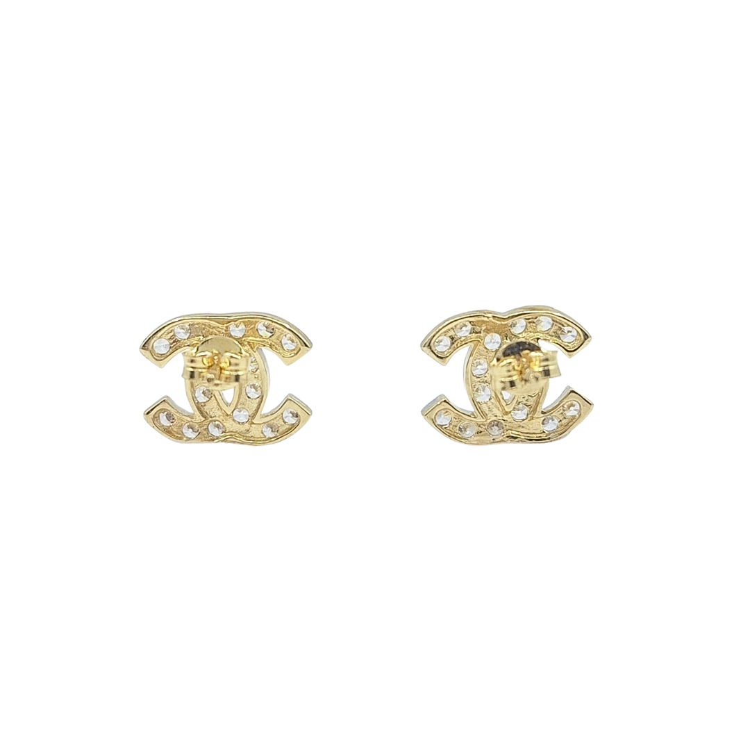 9ct Yellow Gold CC CZ Stud Earrings