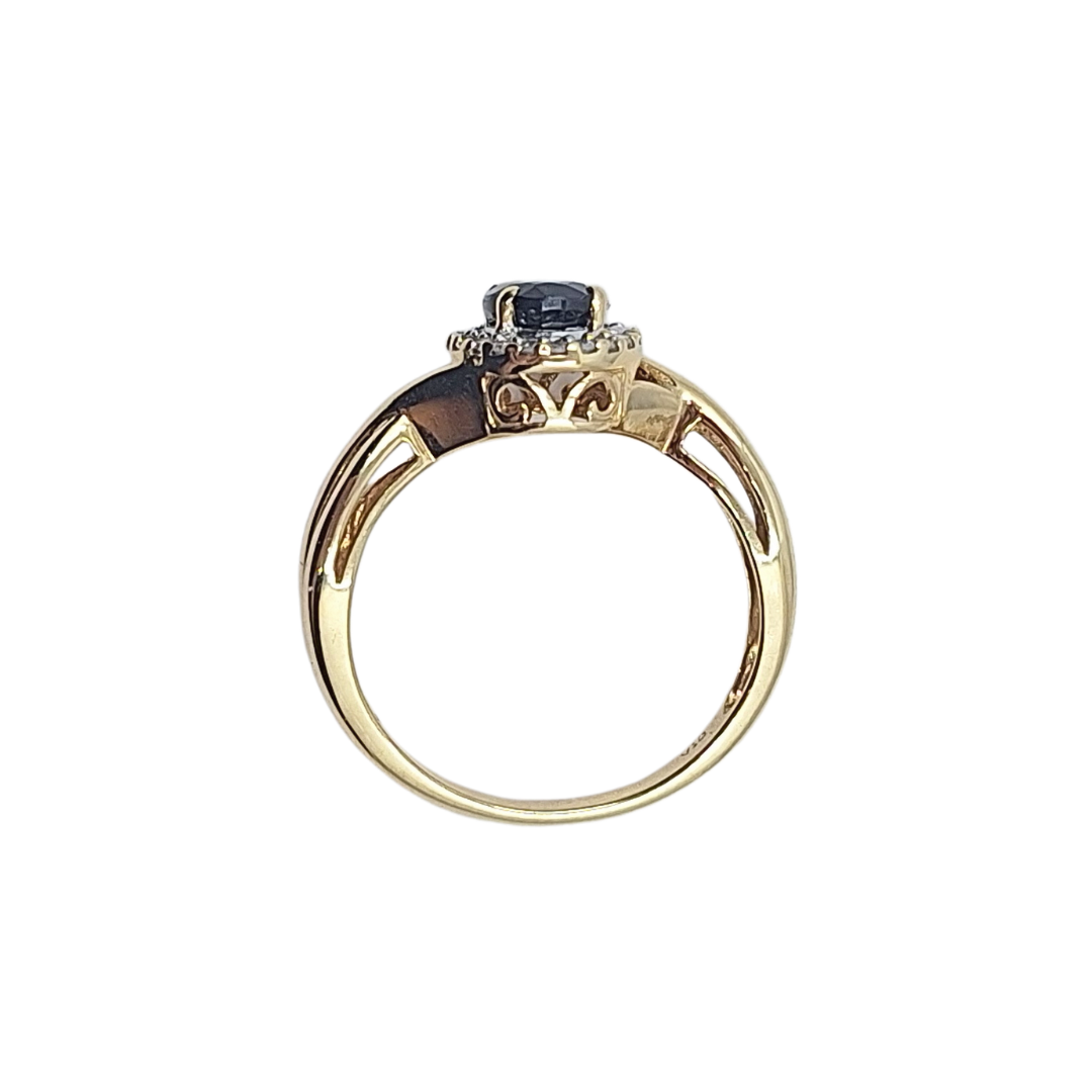 9ct Yellow Gold Sapphire & Diamond Cluster Ring