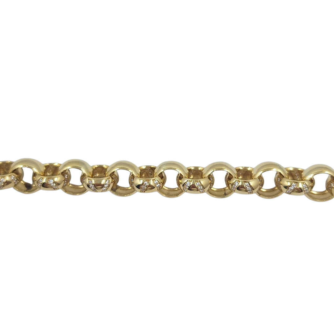 9ct Yellow Gold Cz Set Belcher Bracelet 8.2"