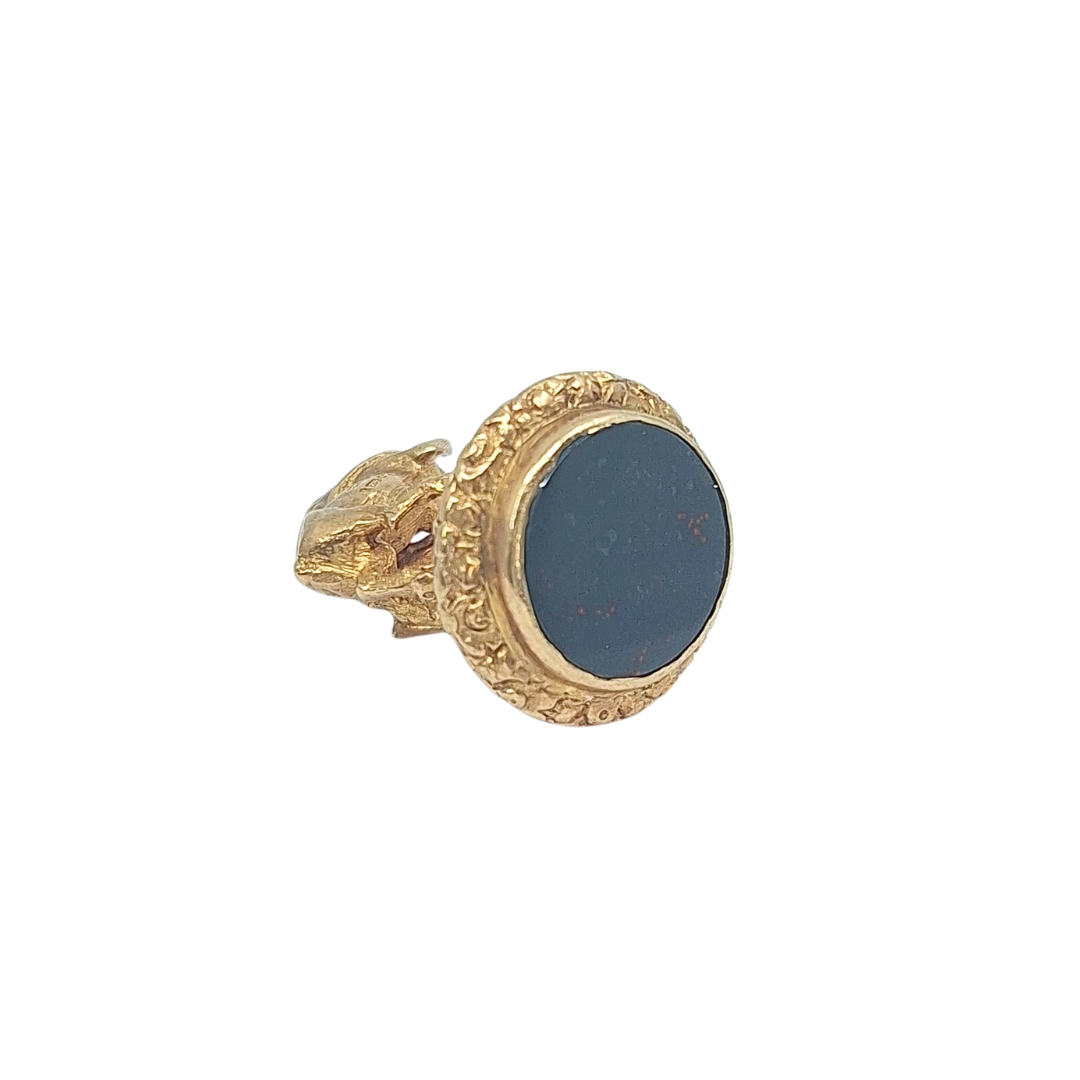 9ct Yellow Gold Horse Bloodstone Fob Pendant