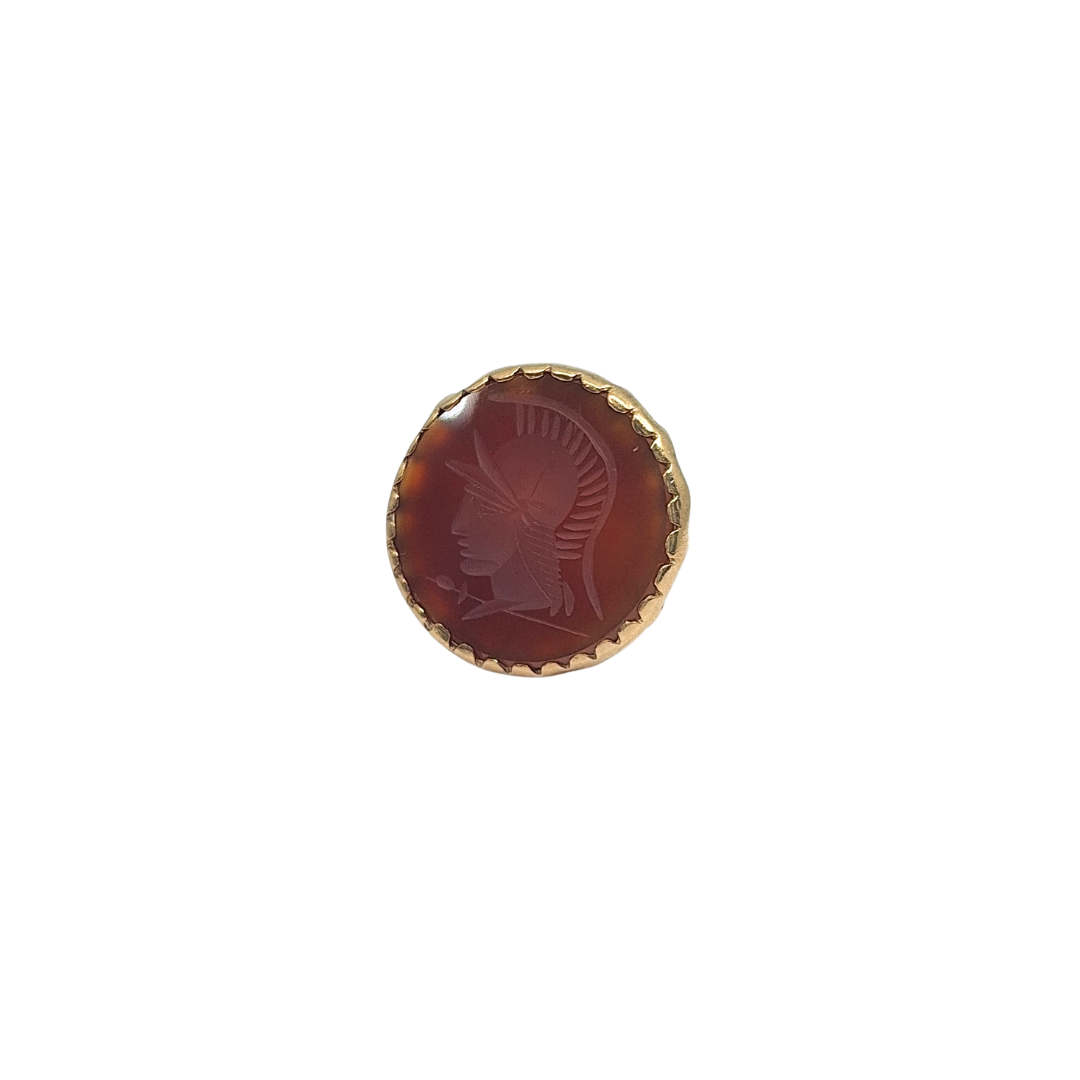 9ct Yellow Gold Carnelian Intaglio Shield Fob Pendant