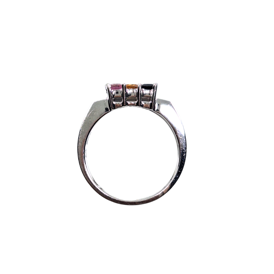 18ct White Gold Multi Sapphire Cluster Ring