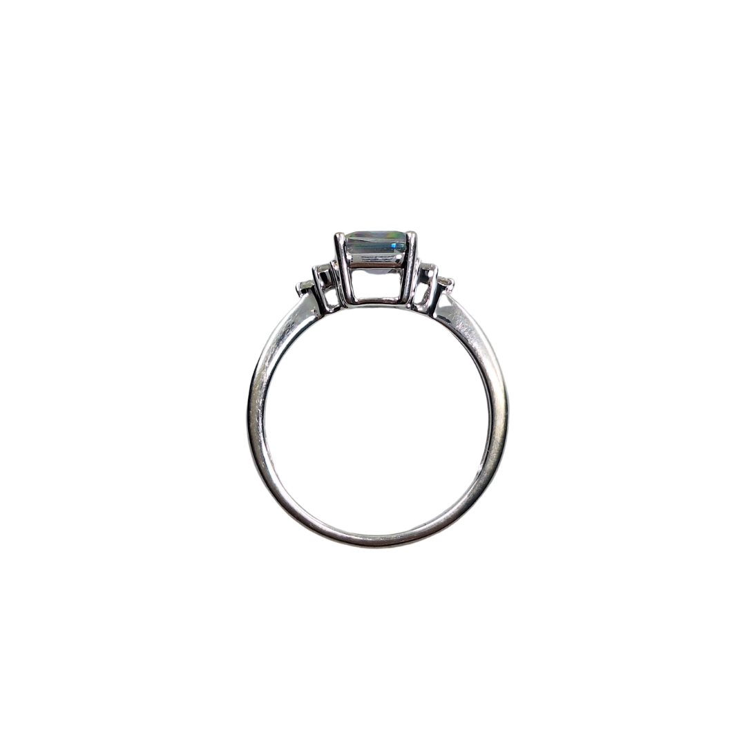 9ct White Gold Mystic Topaz & Diamond Trefoil Ring