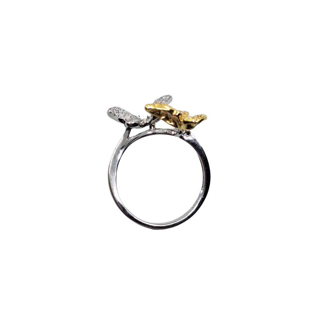 18ct 2 Colour Gold Diamond Butterfly Ring 0.50ct