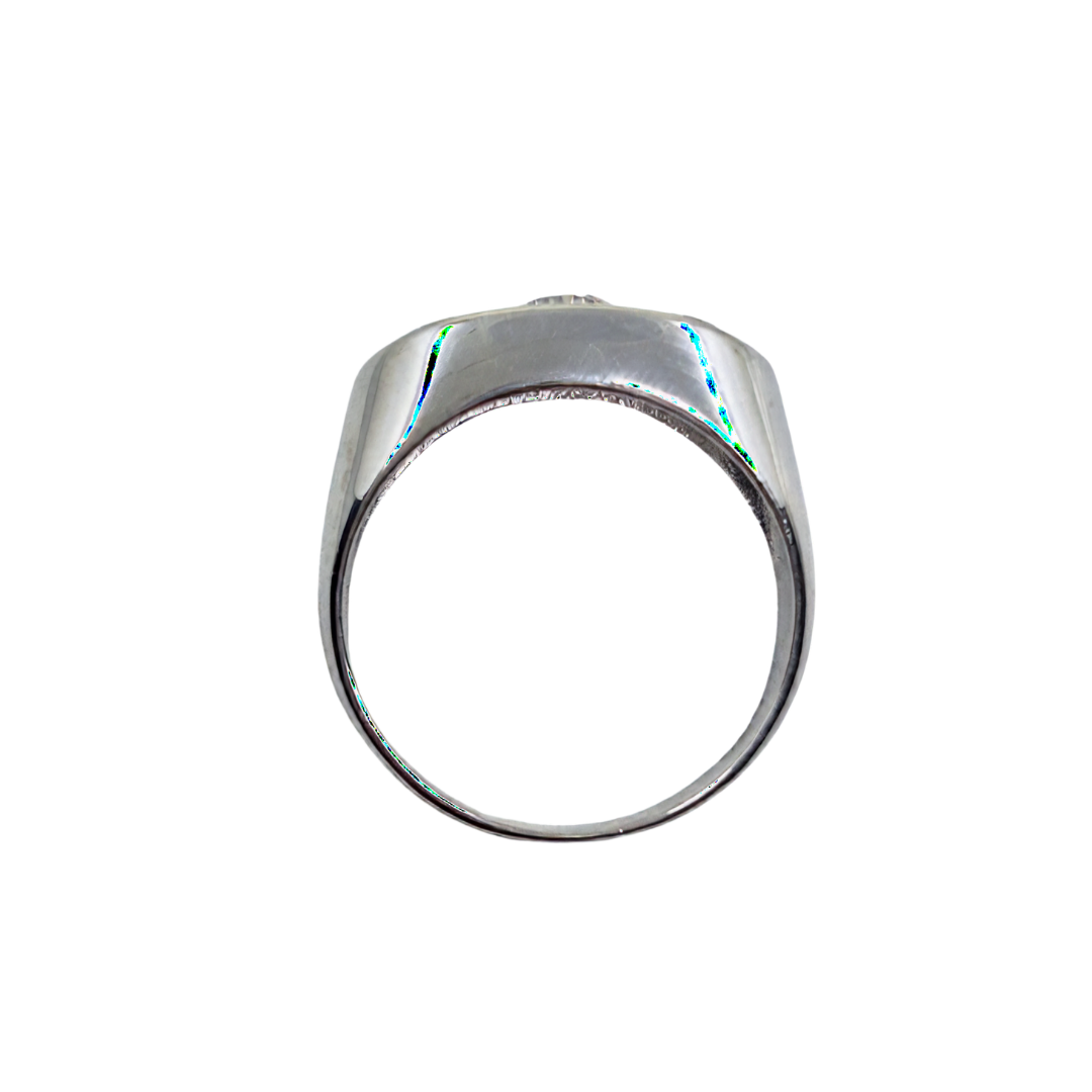 Silver Cubic Zirconia Gents 3 Stone Ring