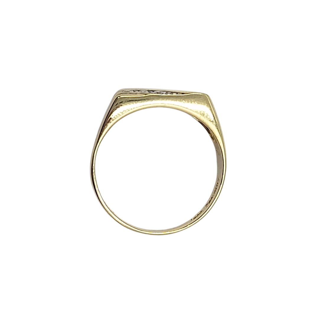 14ct Bi Colour Cz Set Signet Ring
