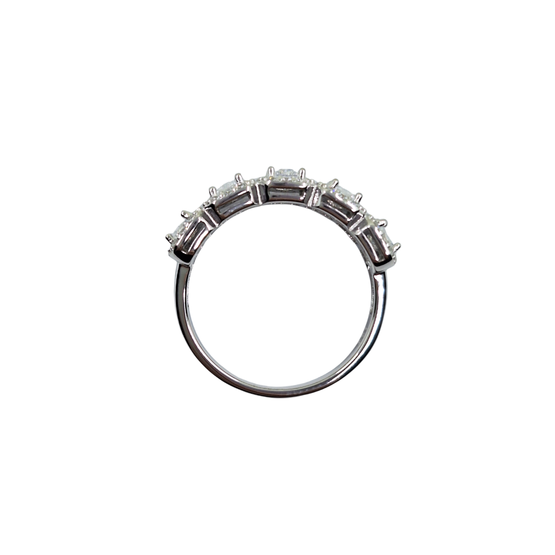 Silver Cubic Zirconia Emerald Cut Halo Ring