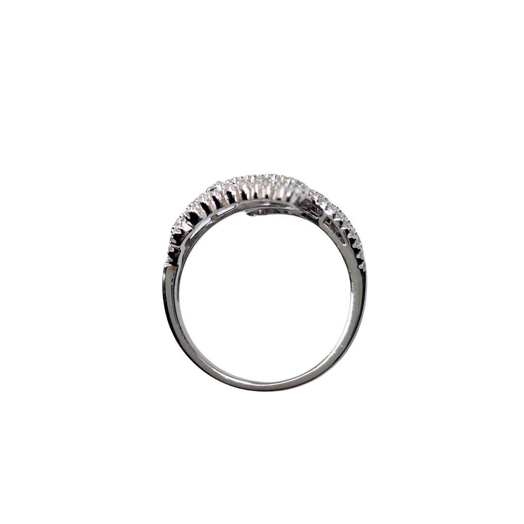 Silver Cubic Zirconia Crossover Ring