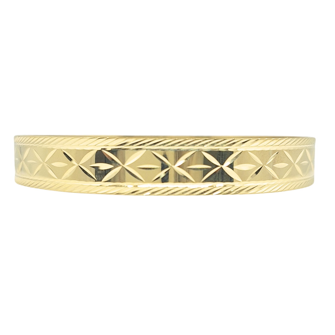 9ct Yellow Gold Diamond Cut Slave Bangle
