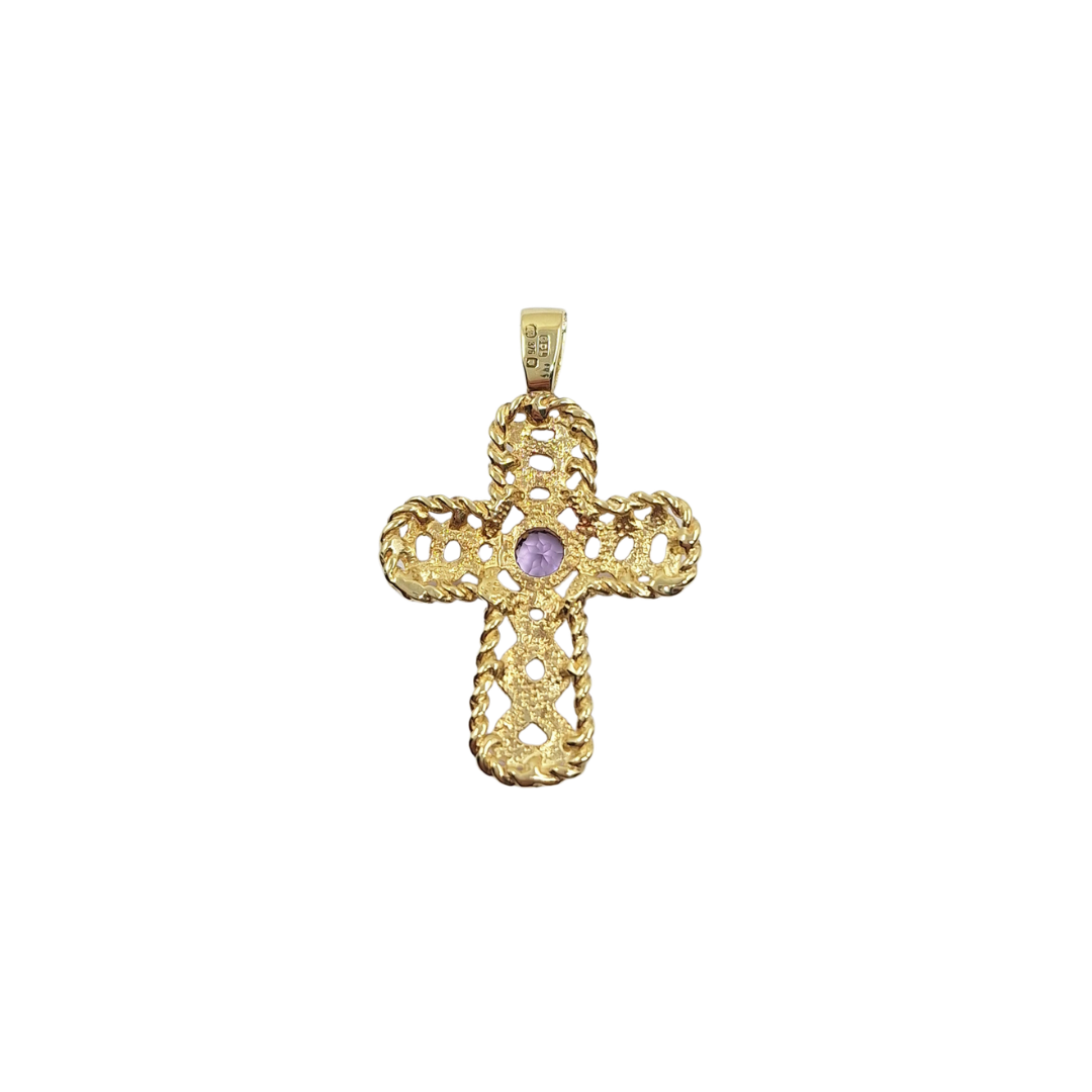 9ct Yellow Gold Amethyst Cross Pendant