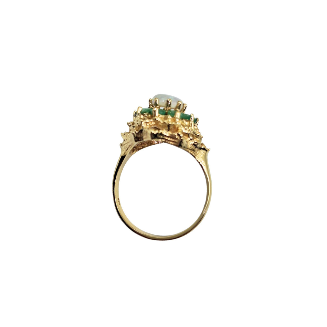 9ct Yellow Gold Opal & Emerald Cluster Ring