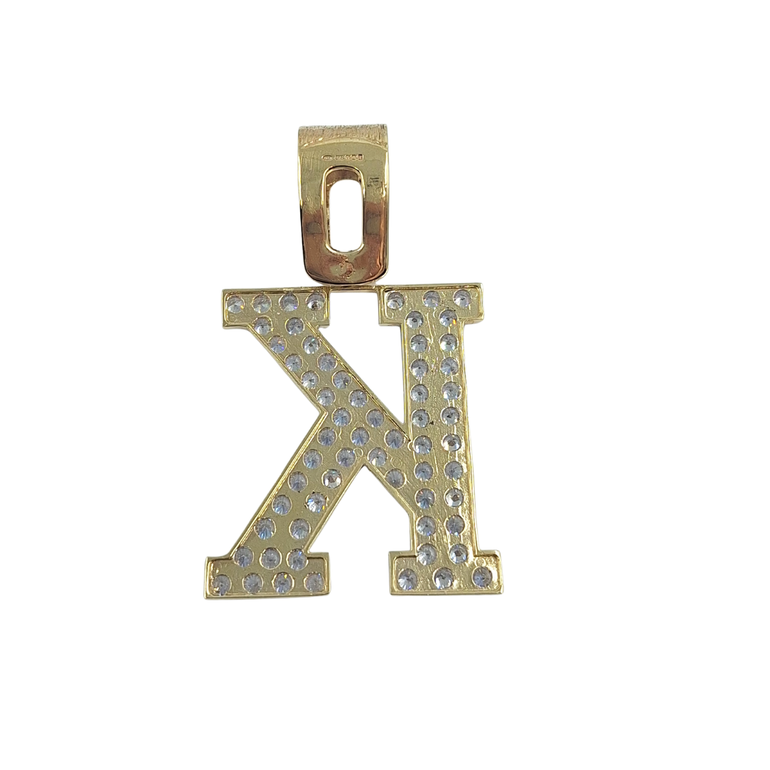 9ct Yellow Gold Cz Initial K Pendant