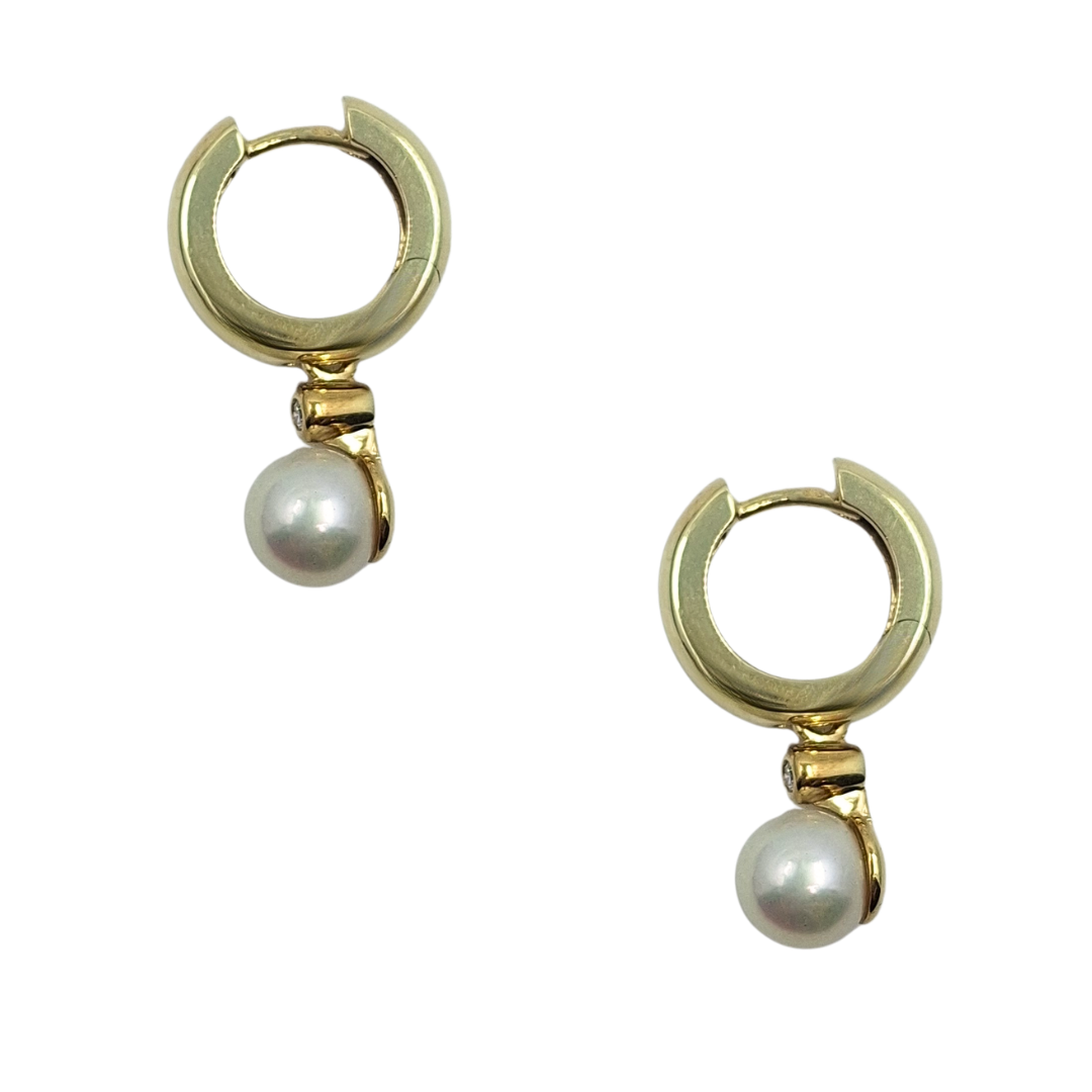 9ct Yellow Gold Pearl & Diamond Earrings