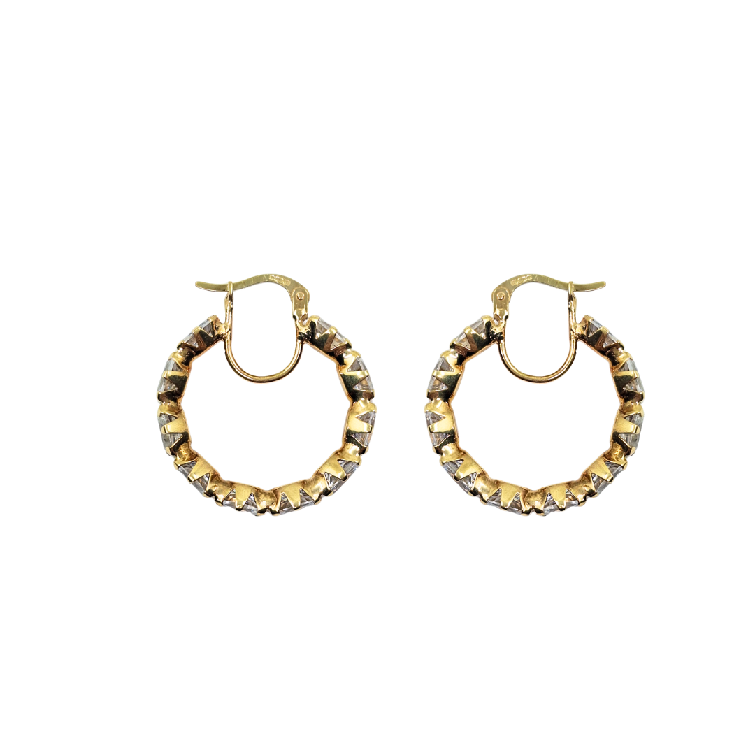 9ct Yellow Gold Cubic Zirconia Creole Earrings