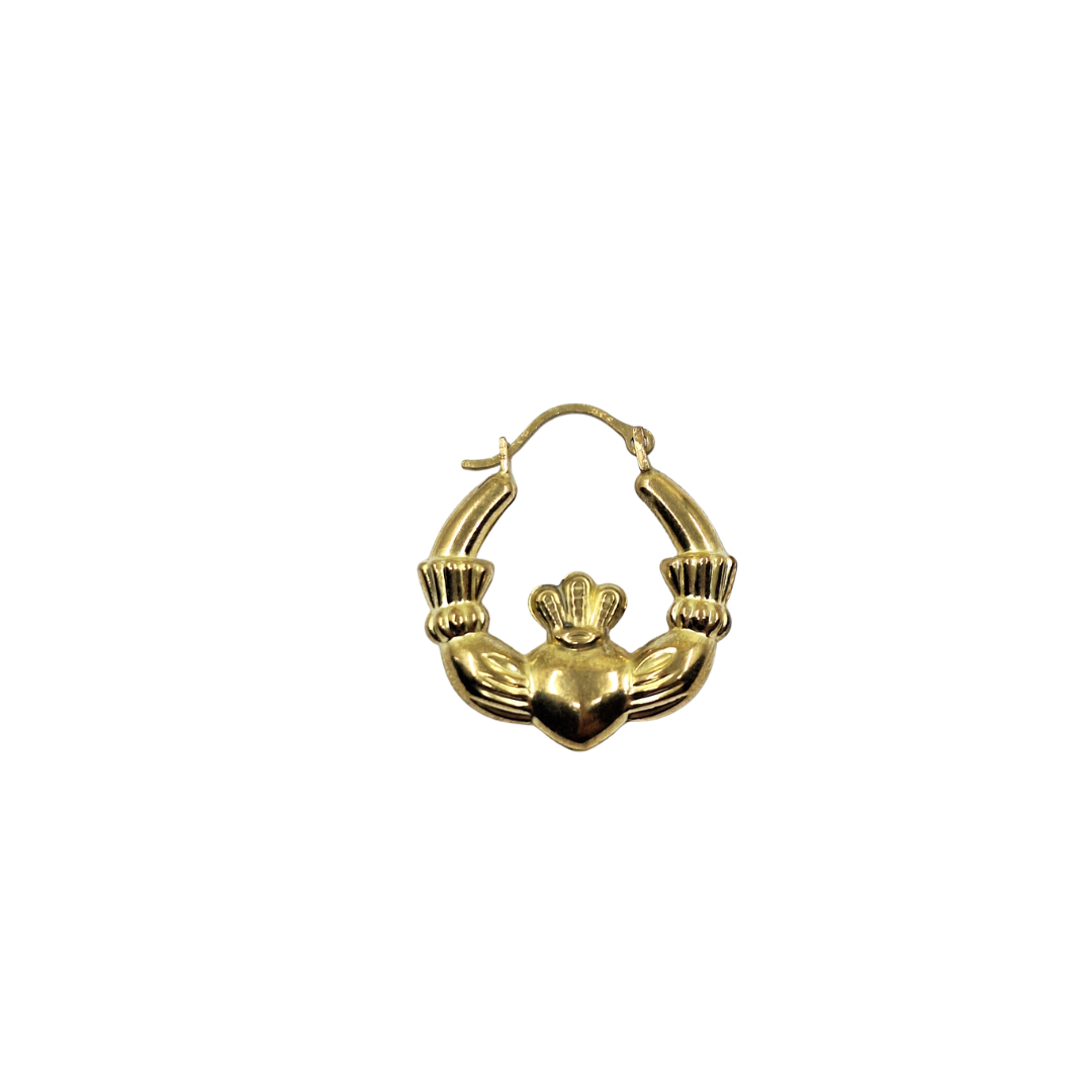 9ct Yellow Gold Claddagh Creole Earrings