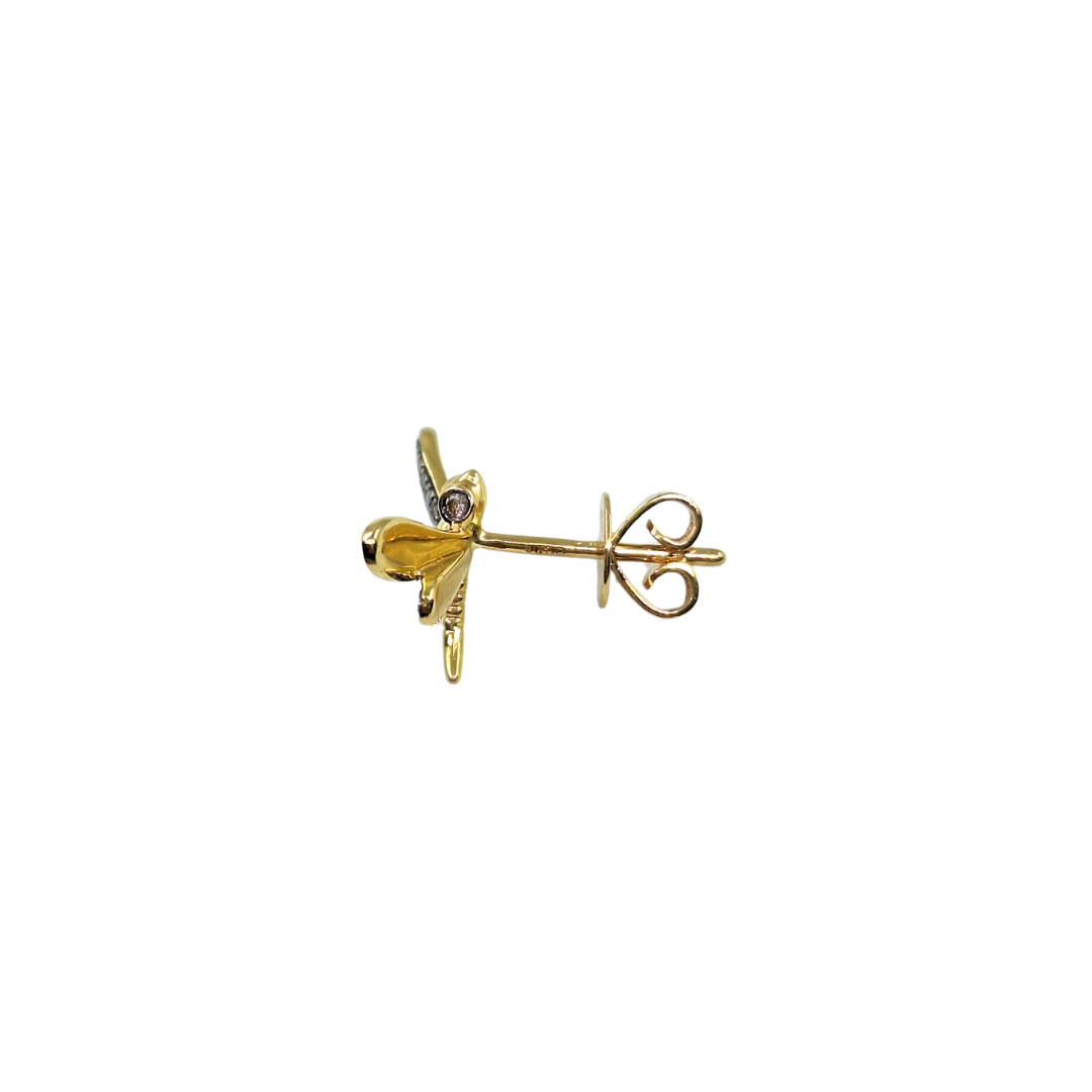 18ct Yellow Gold Diamond Dragonfly Studs