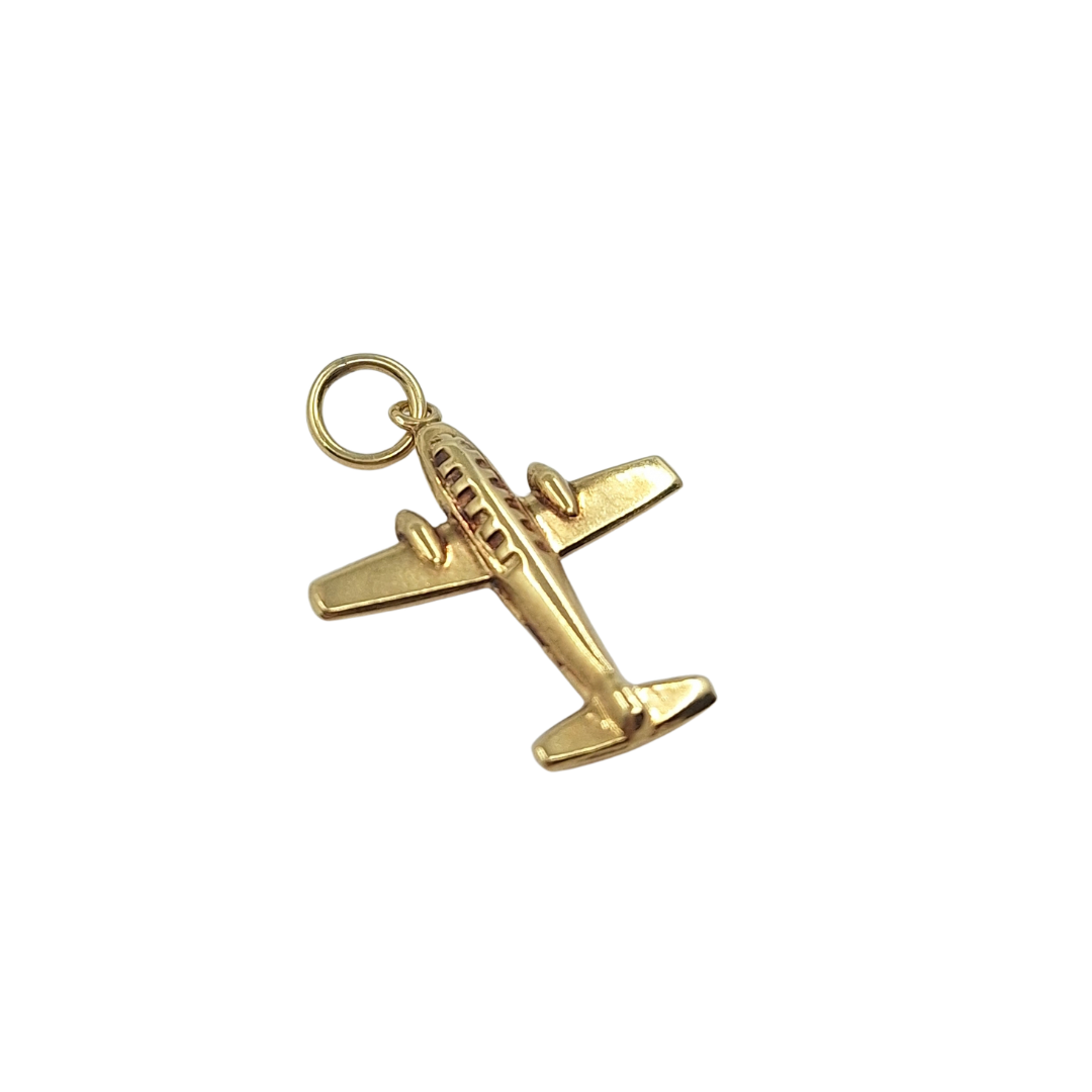 9ct Yellow Gold Hollow Aeroplane Charm