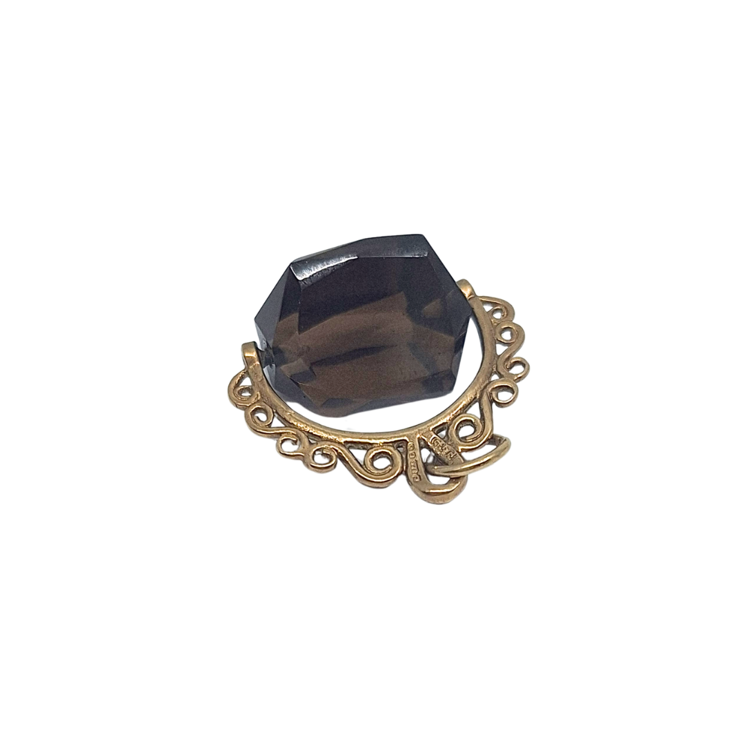 9ct Yellow Gold Spinning Brown Stone Charm