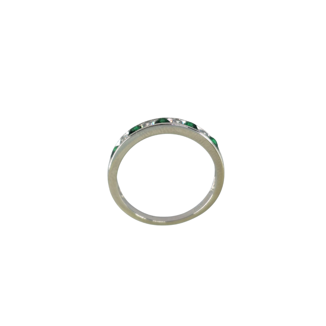 Silver Green & White Cubic Zirconia Eternity Ring