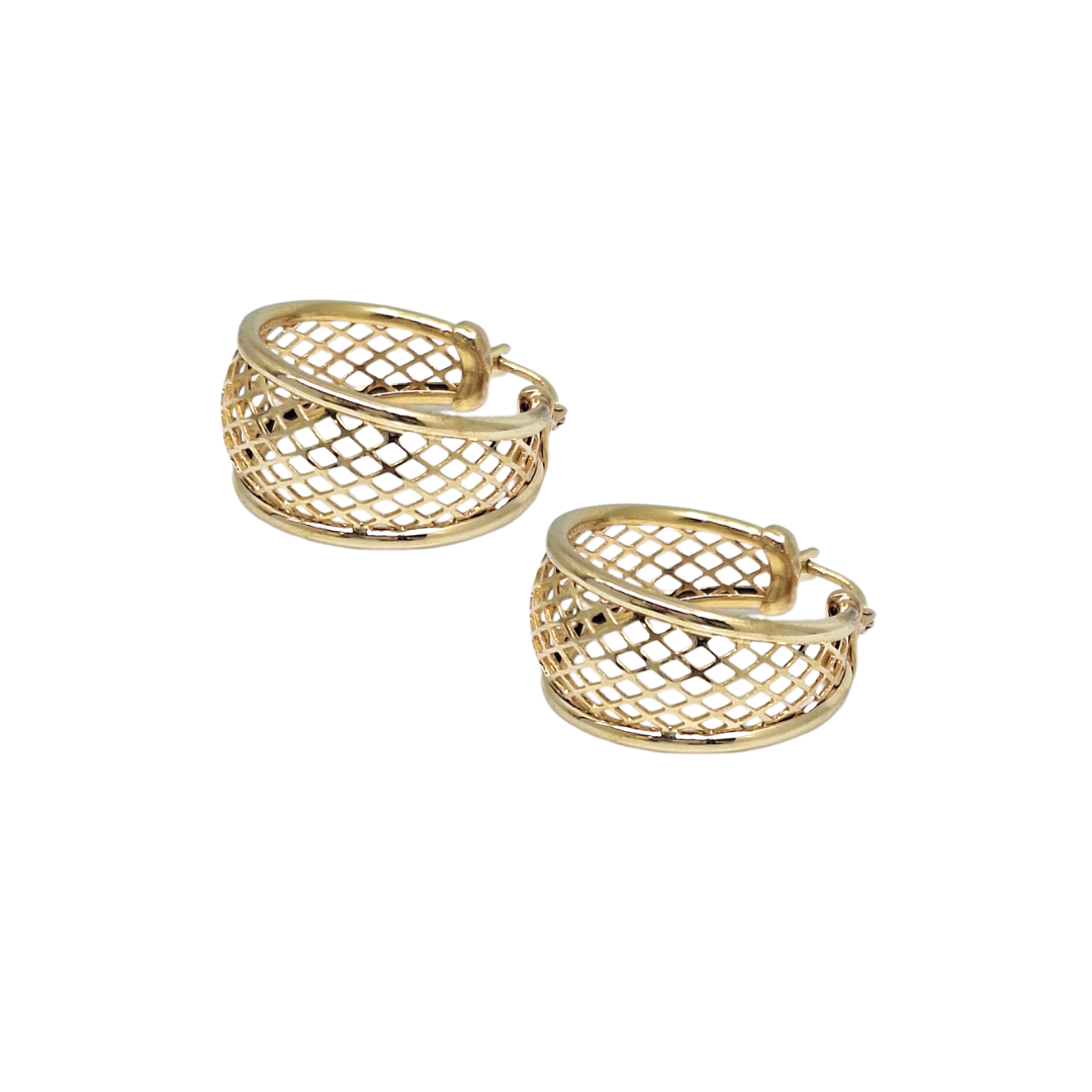 9ct Yellow Gold Lattice Hoop Earrings