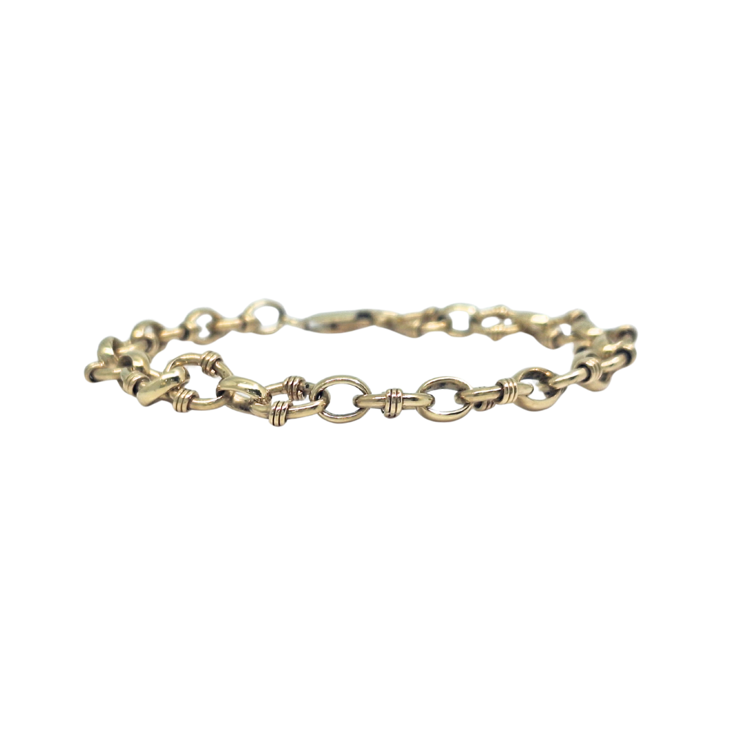 9ct Yellow Gold Fancy Belcher Link Bracelet 7.5"