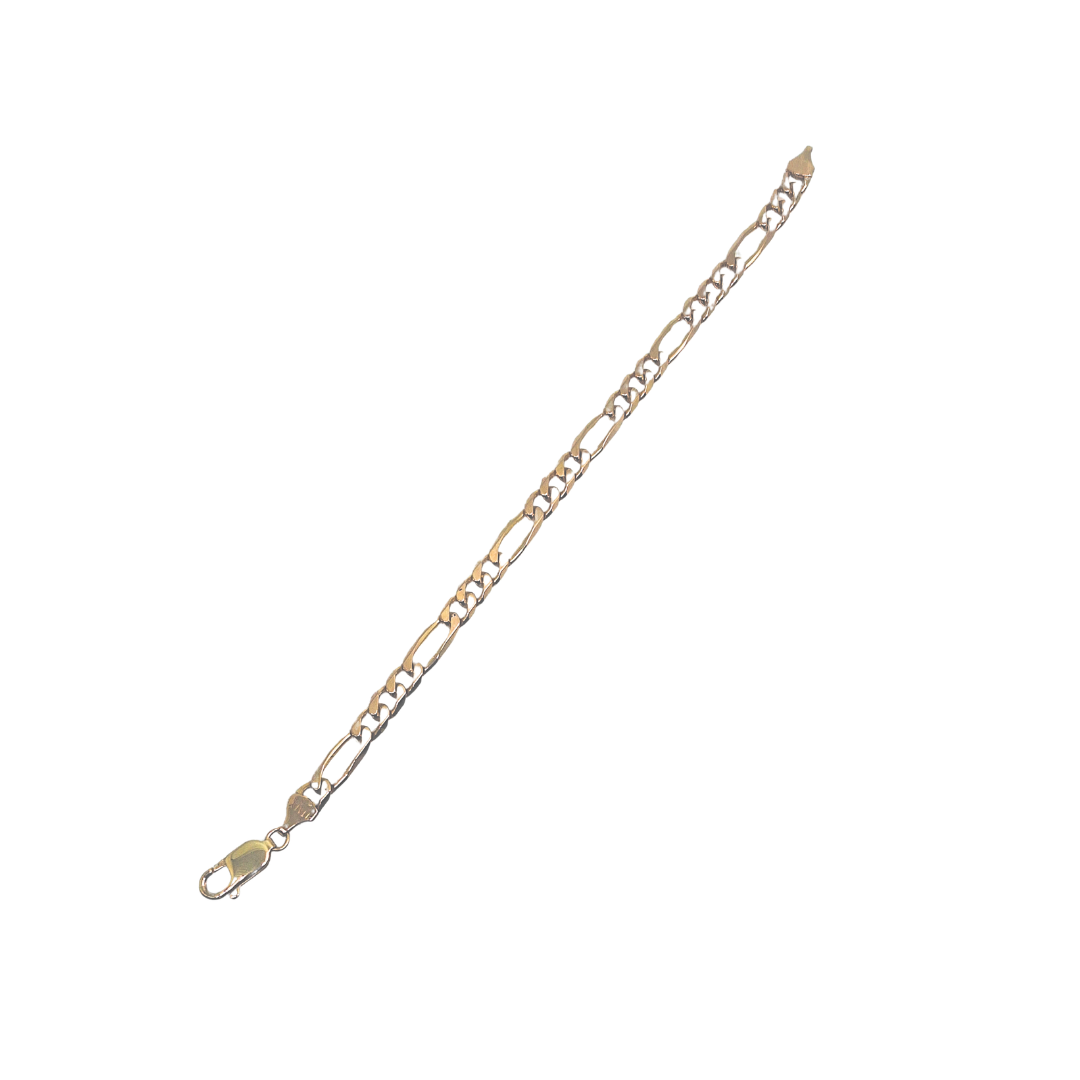 9ct Yellow Gold Figaro Bracelet 8"