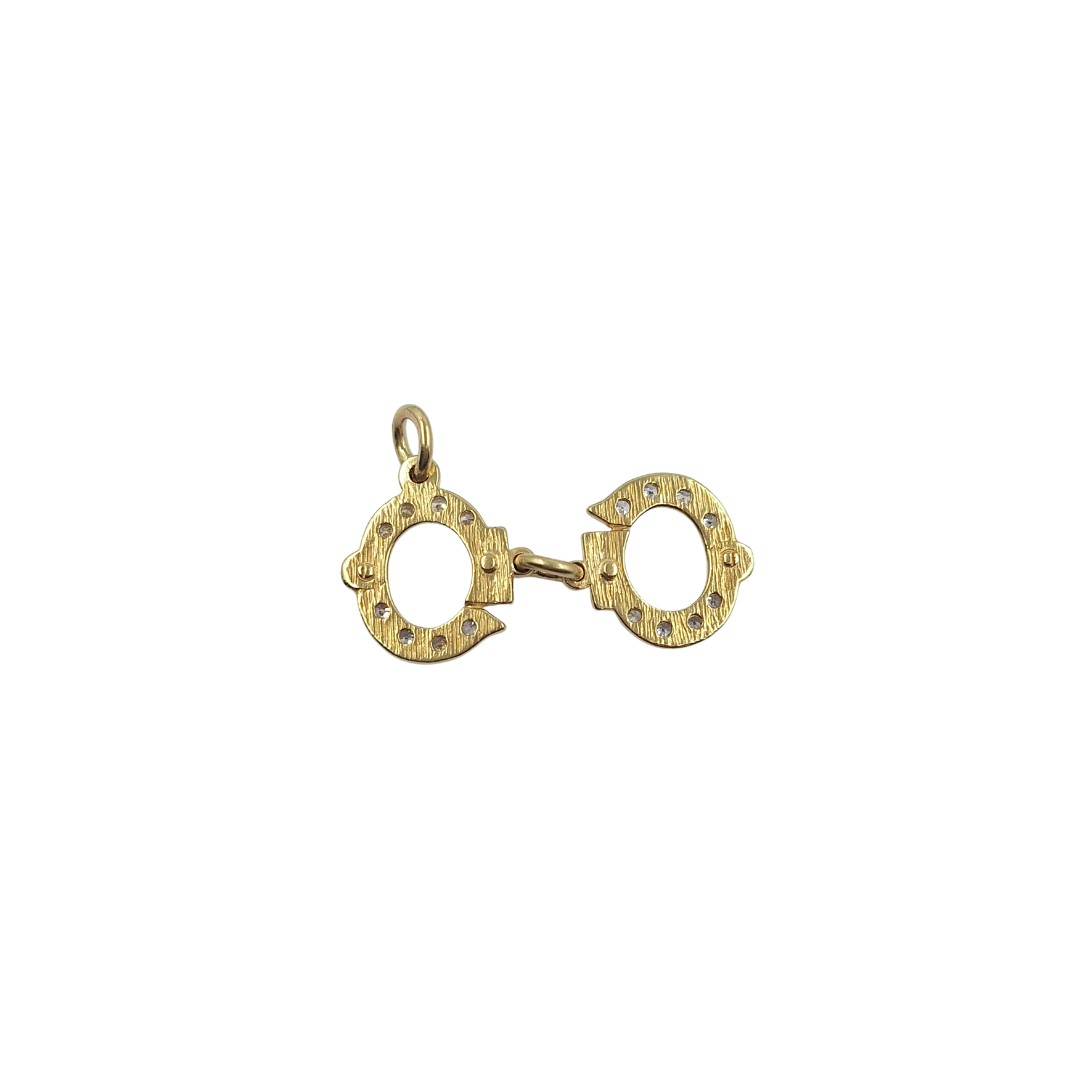9ct Yellow Gold Cz Set Handcuffs Charm