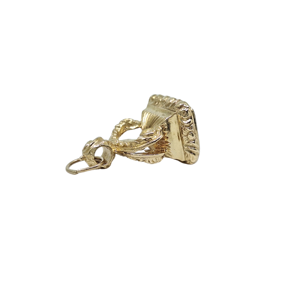 9ct Yellow Gold Bloodstone Fob Charm/ Pendant