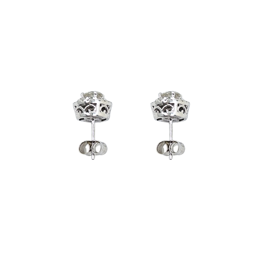 14ct White Gold Diamond Cluster Earrings