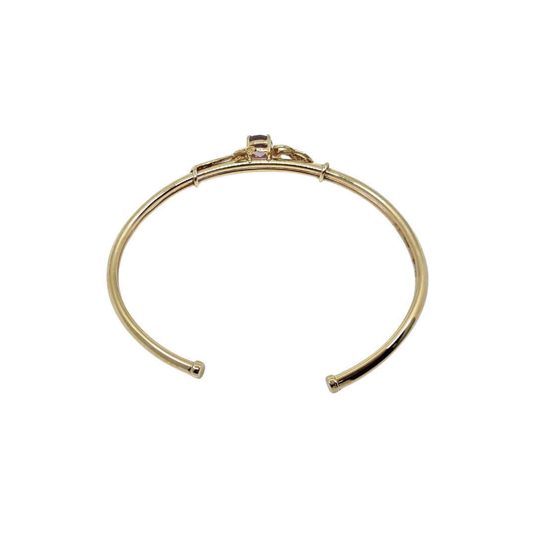 9ct Yellow Gold Amethyst Set Open Bangle