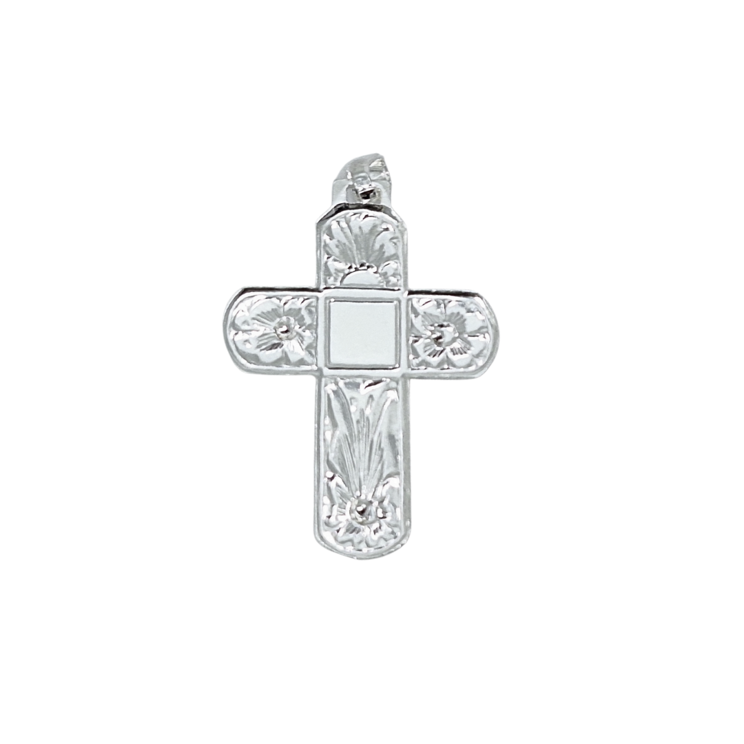 Silver Patterned Crucifix Pendant