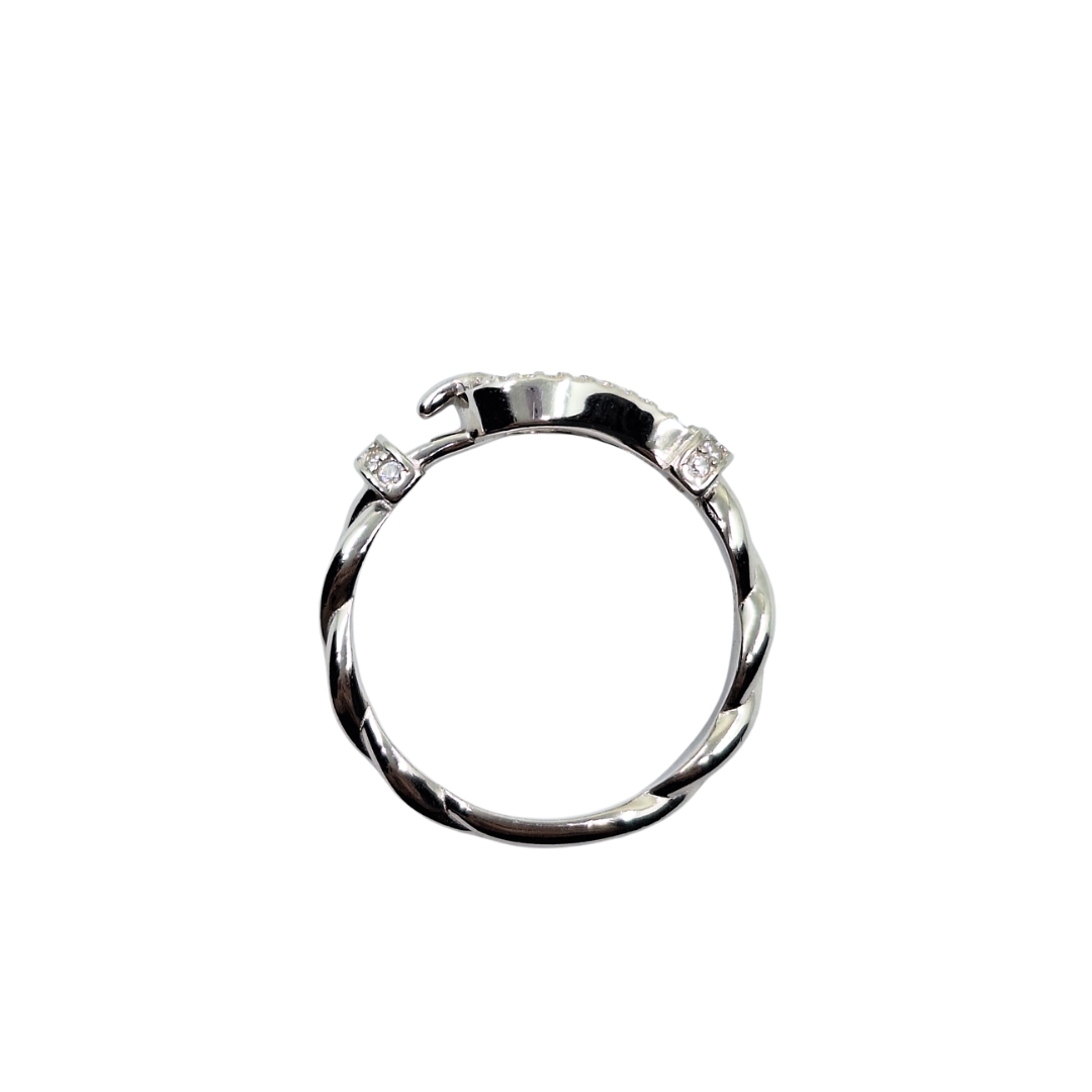 Silver Cubic Zirconia Hook Ring