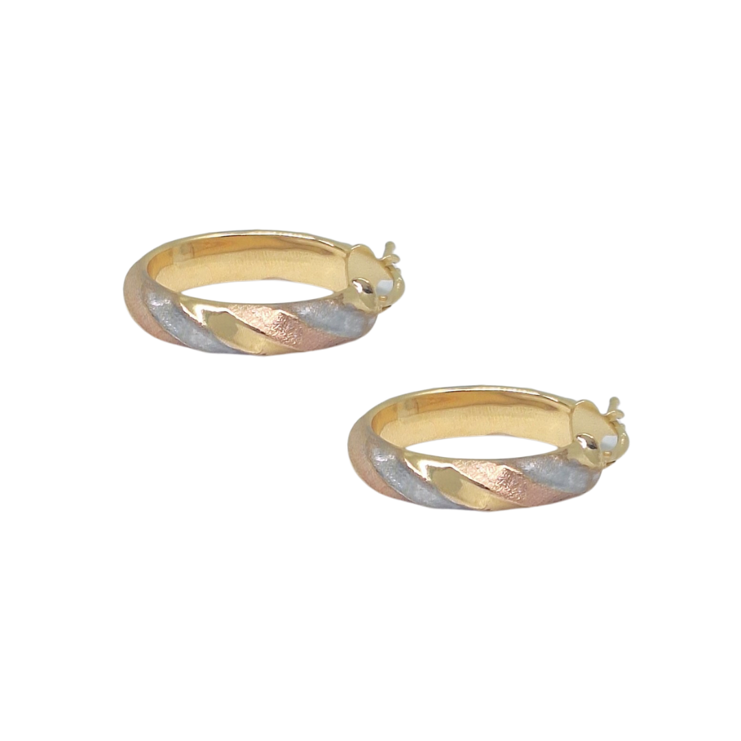 9ct Three Colour Gold Creole Earrings