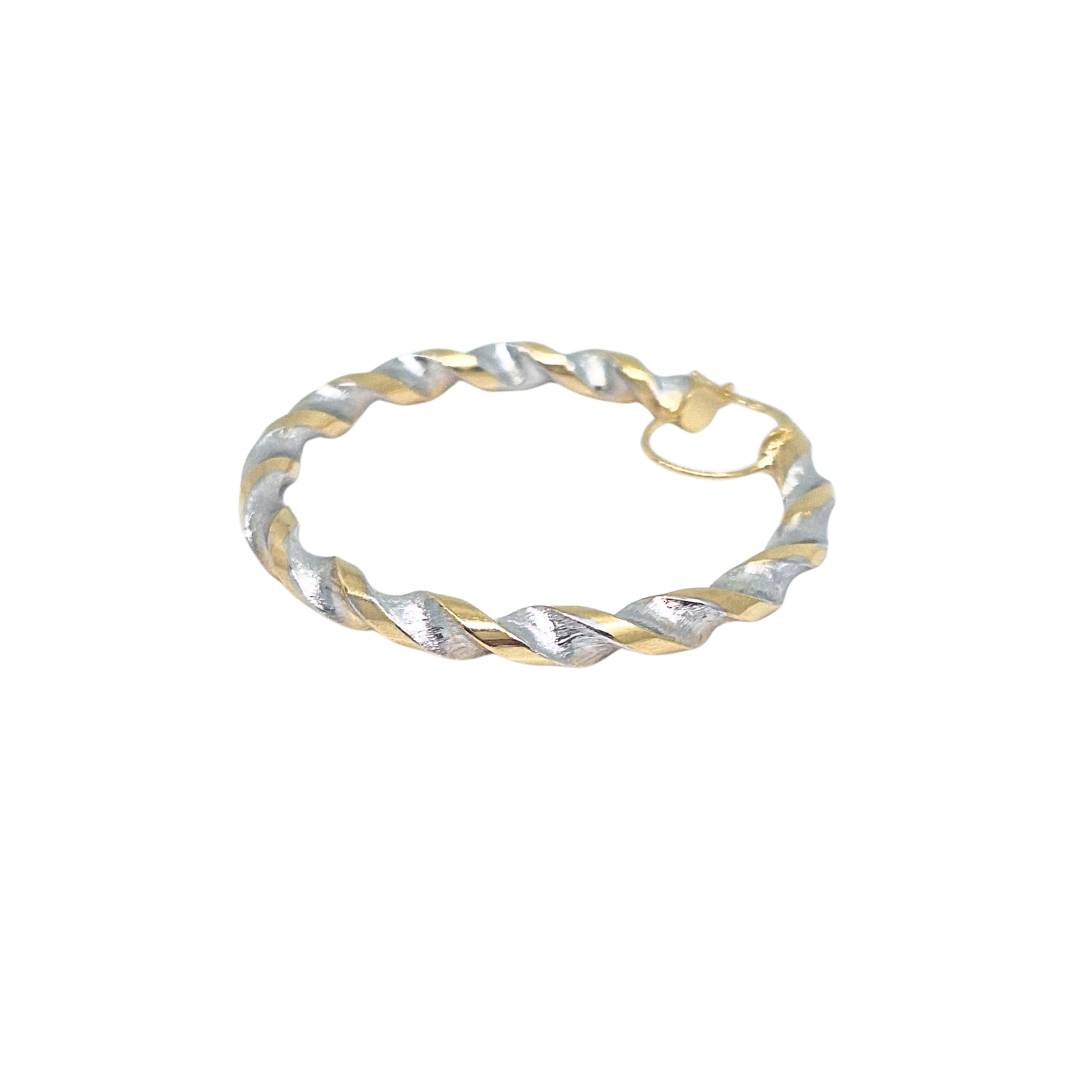 9ct Two Colour Gold Twist Creoles