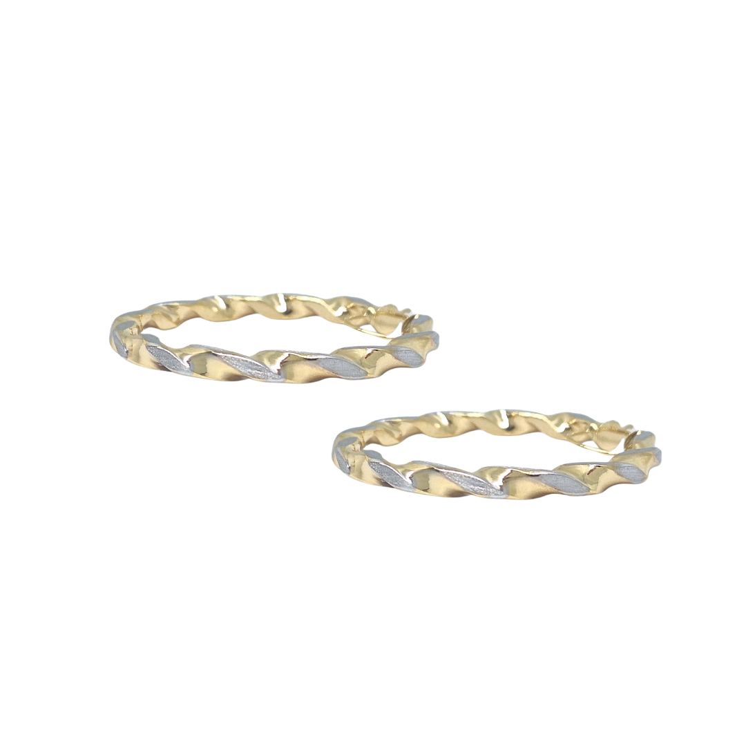 9ct Two Colour Gold Twist Creole Earrings