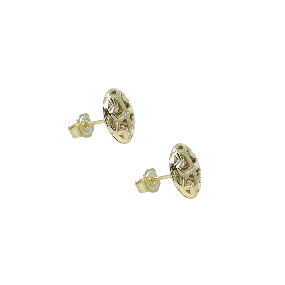 9ct Yellow Gold Faceted Button Stud Earrings