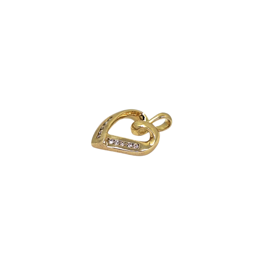 9ct Yellow Gold Diamond Heart Pendant 0.1ct