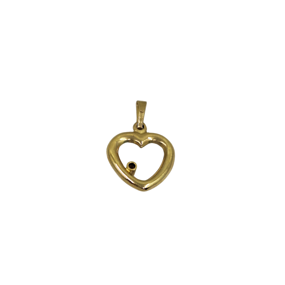 9ct Yellow Gold Diamond Heart Pendant 0.05ct